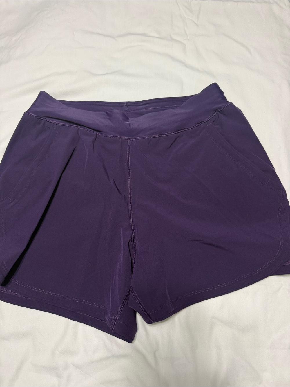 Women’s Purple Lands End board Shorts with built in panty.